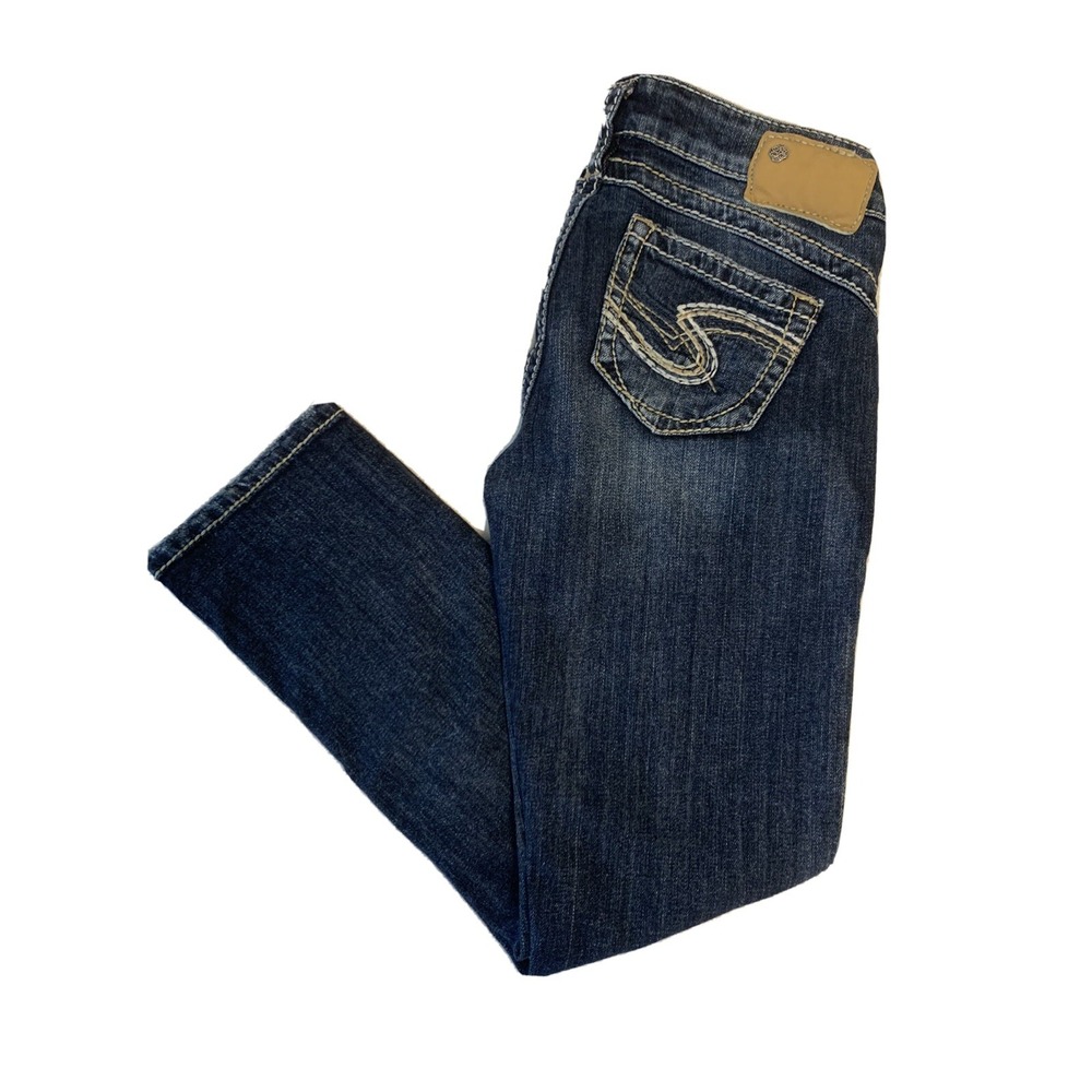 Women's The Buckle Silver Brand Tuesday Stretch Capri's Cropped Denim Jeans 26